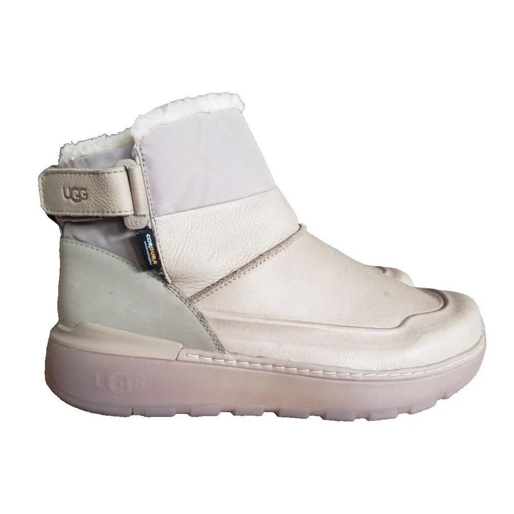 UGG Men’s M City Mini Boots Size 14 Dune Tan Waterproof Leather Winter Shoes